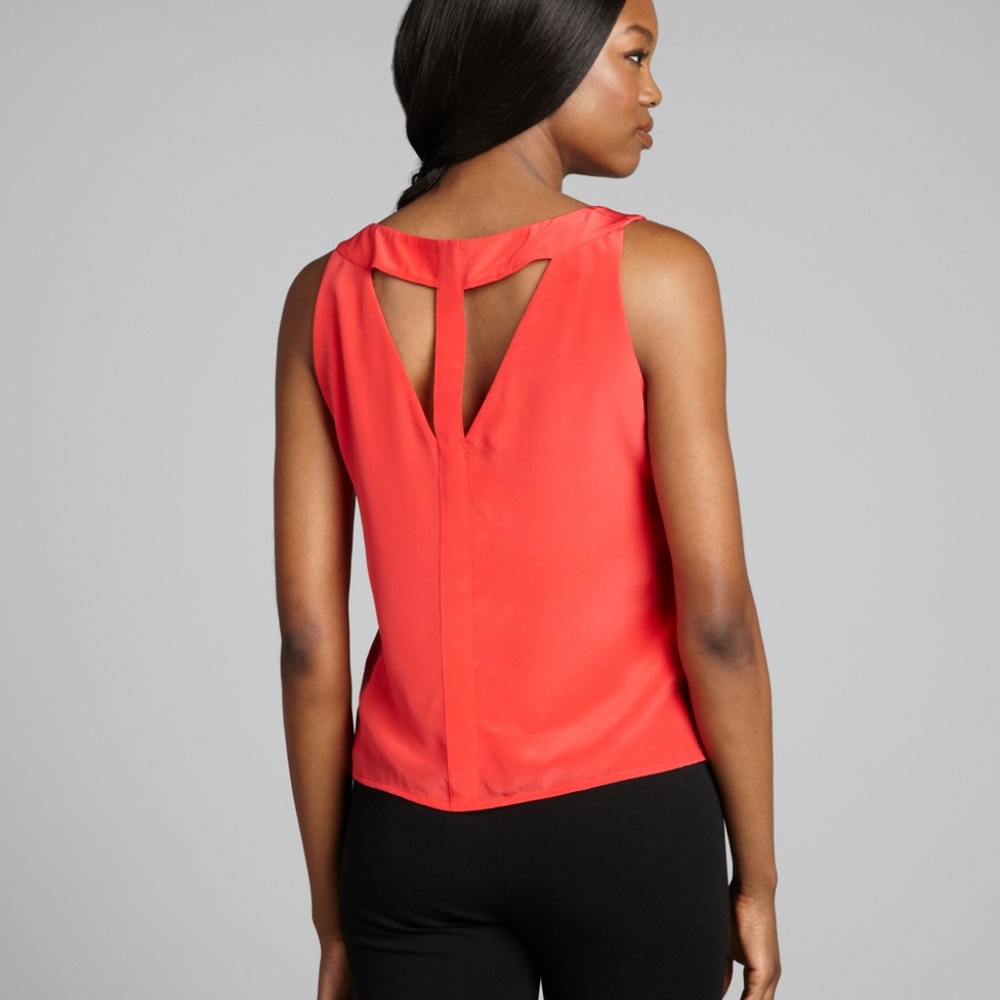 BCBGMAXAZRIA Red Berry Silk Nydia Top S Small